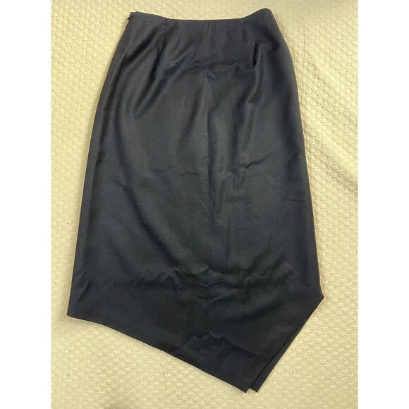 Bernard Zins Asymmetric Skirt Cashmere Wool Blend | Black‎ | Size 4 - Picture 4 of 7